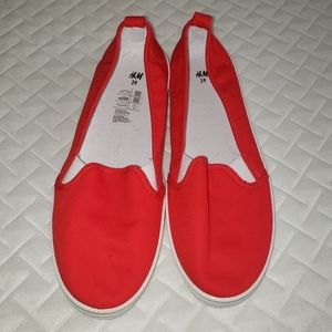 Red slip on shoes